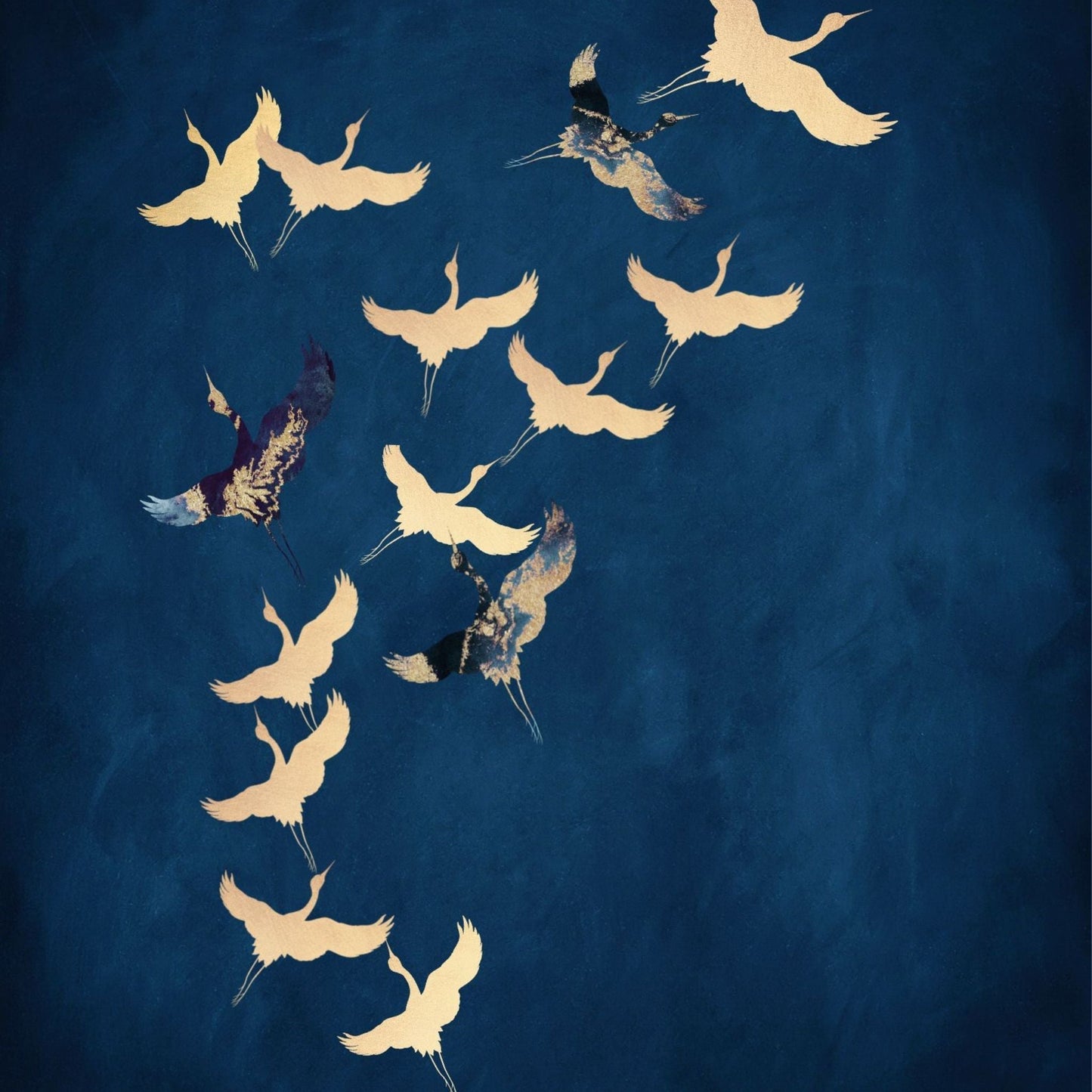Cranes Trio - Sapphire - AureousHome