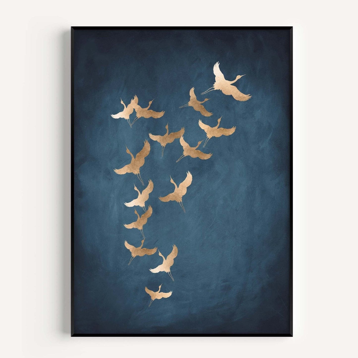 Cranes - Vintage blue / Gold - AureousHome