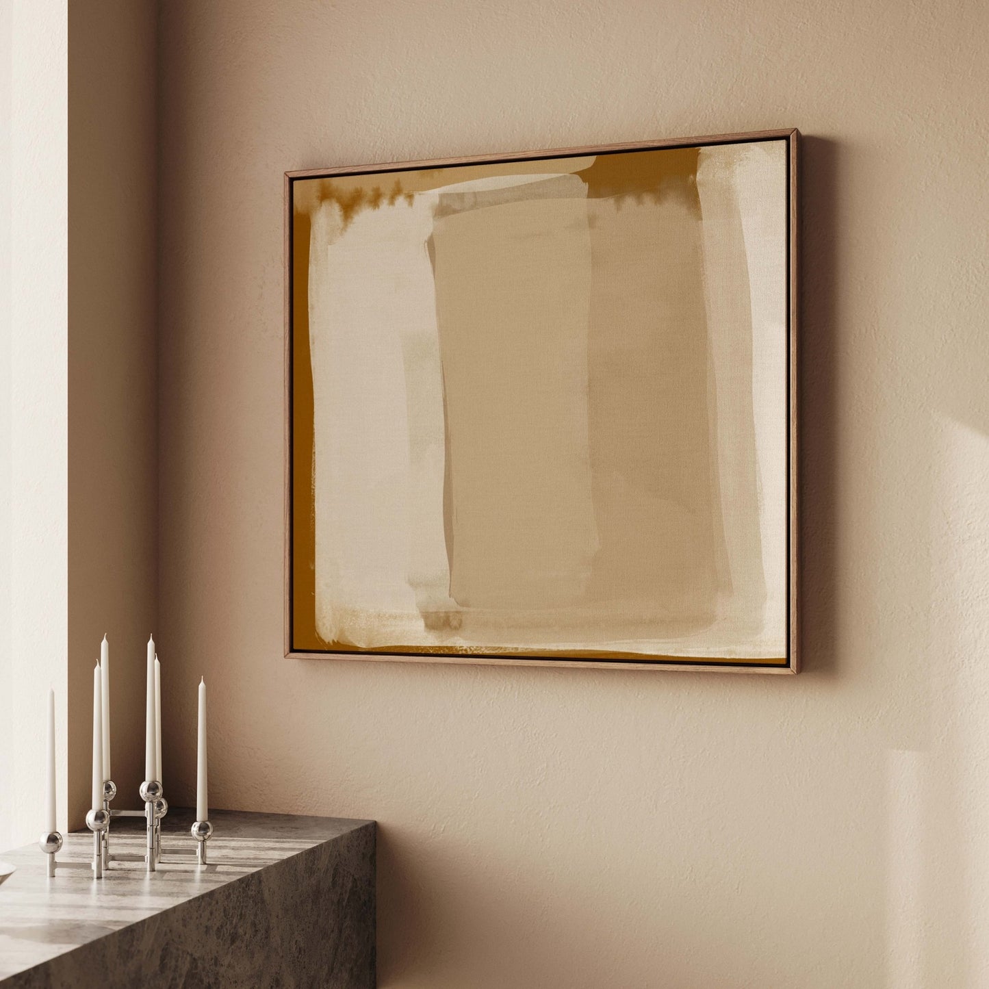 Crème Brûlée Square Framed Canvas - AureousHome