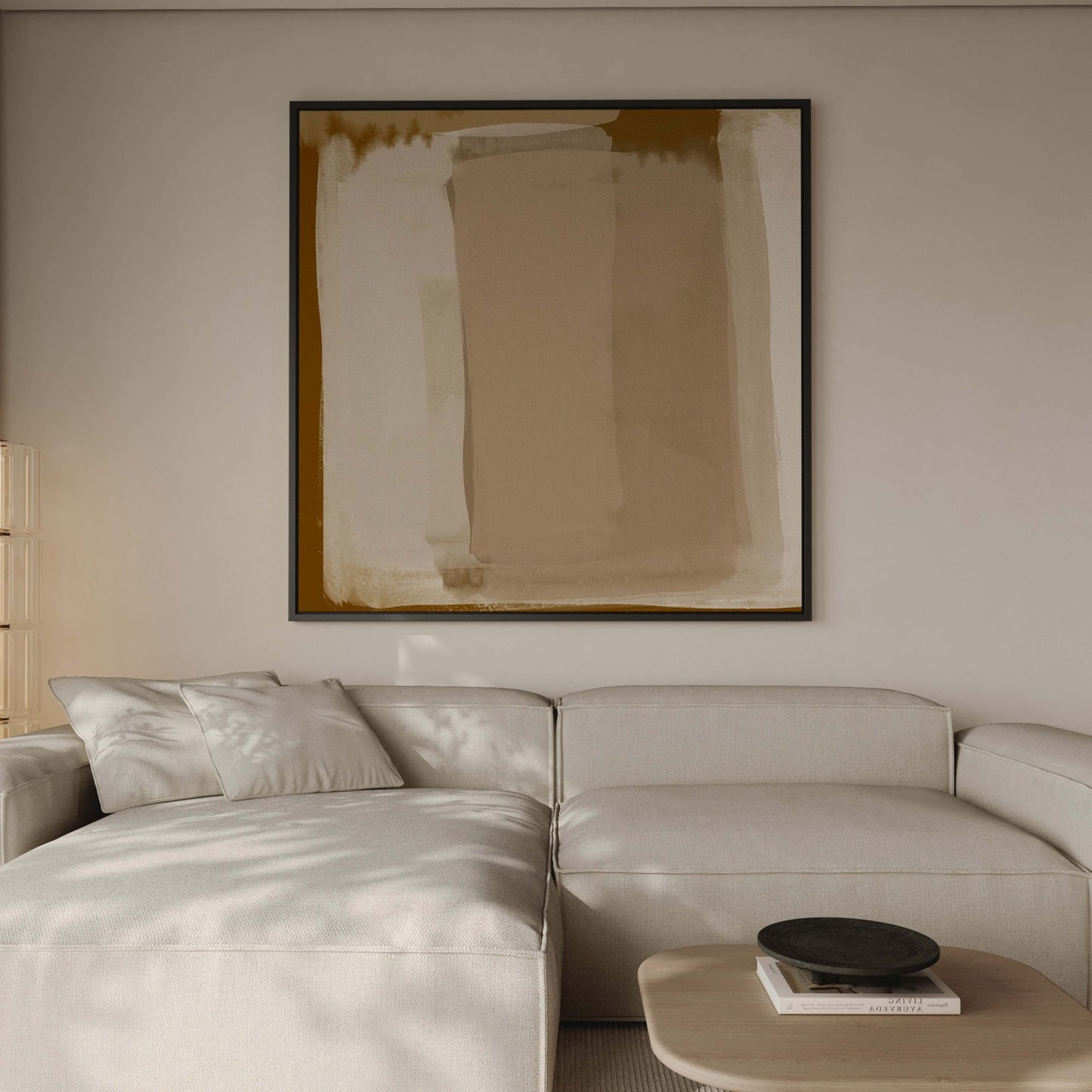 Crème Brûlée Square Framed Canvas - AureousHome