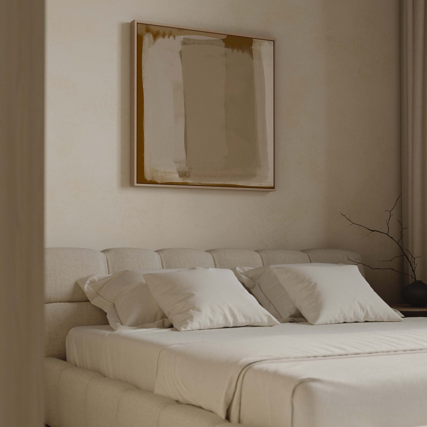 Crème Brûlée Square Framed Canvas - AureousHome