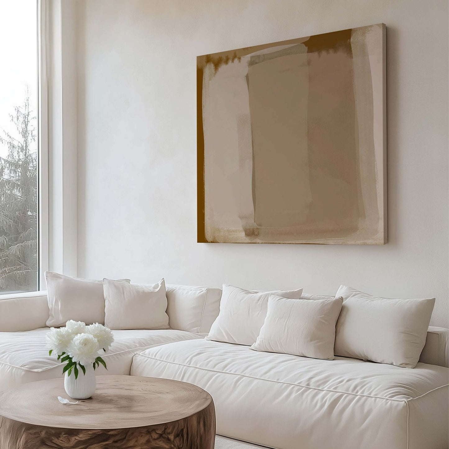 Crème Brûlée Square Framed Canvas - AureousHome