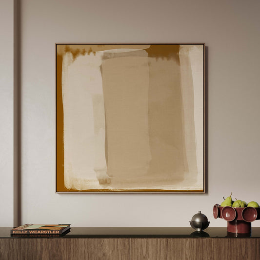 Crème Brûlée Square Framed Canvas - AureousHome