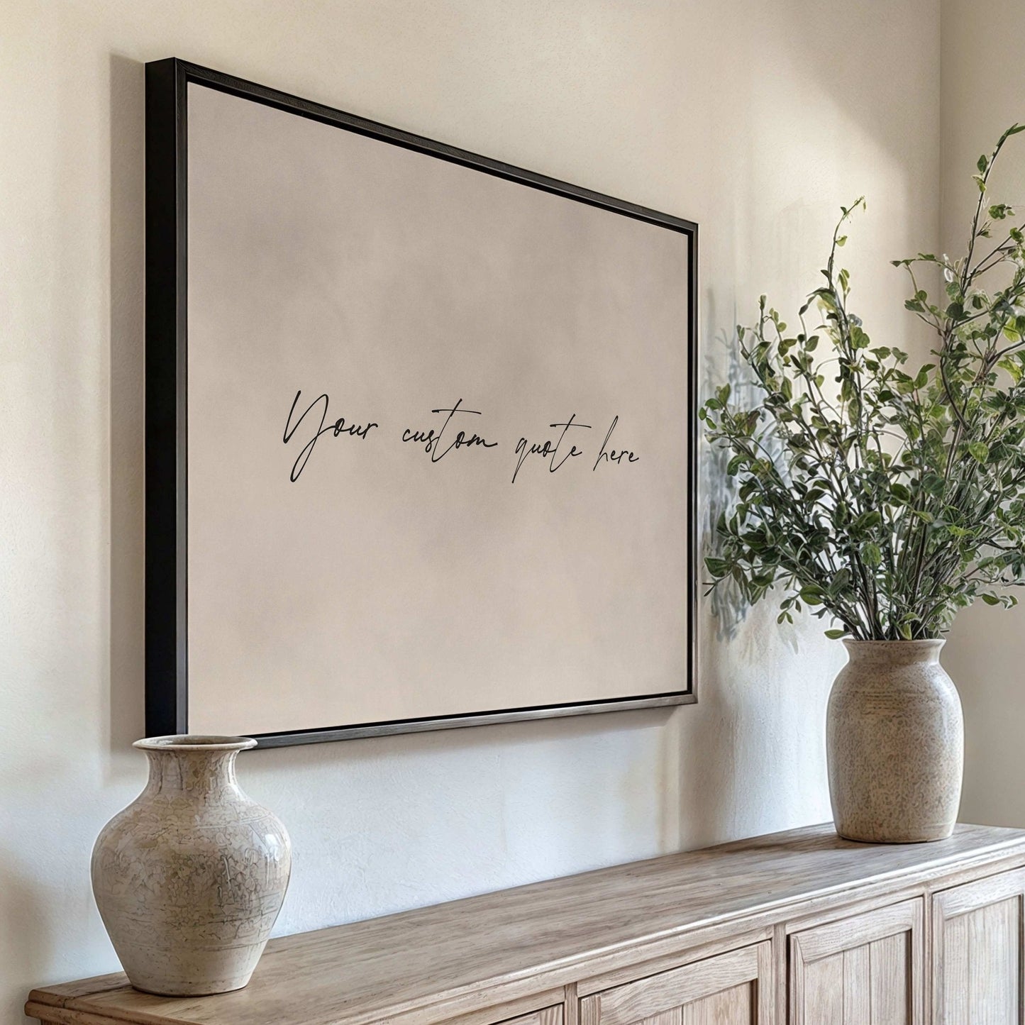 Custom Quote Framed Canvas - Beige / Horizontal - AureousHome