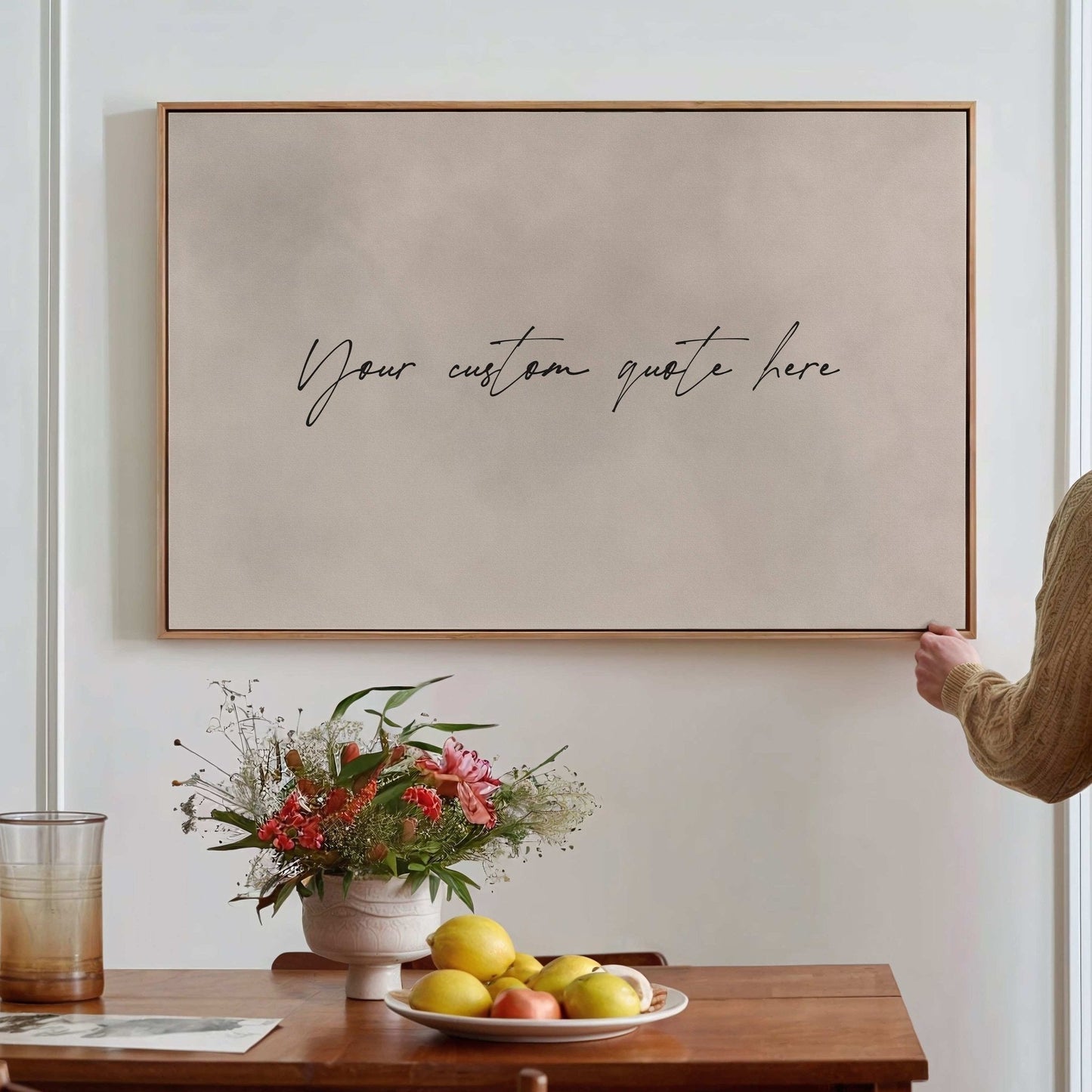 Custom Quote Framed Canvas - Beige / Horizontal - AureousHome