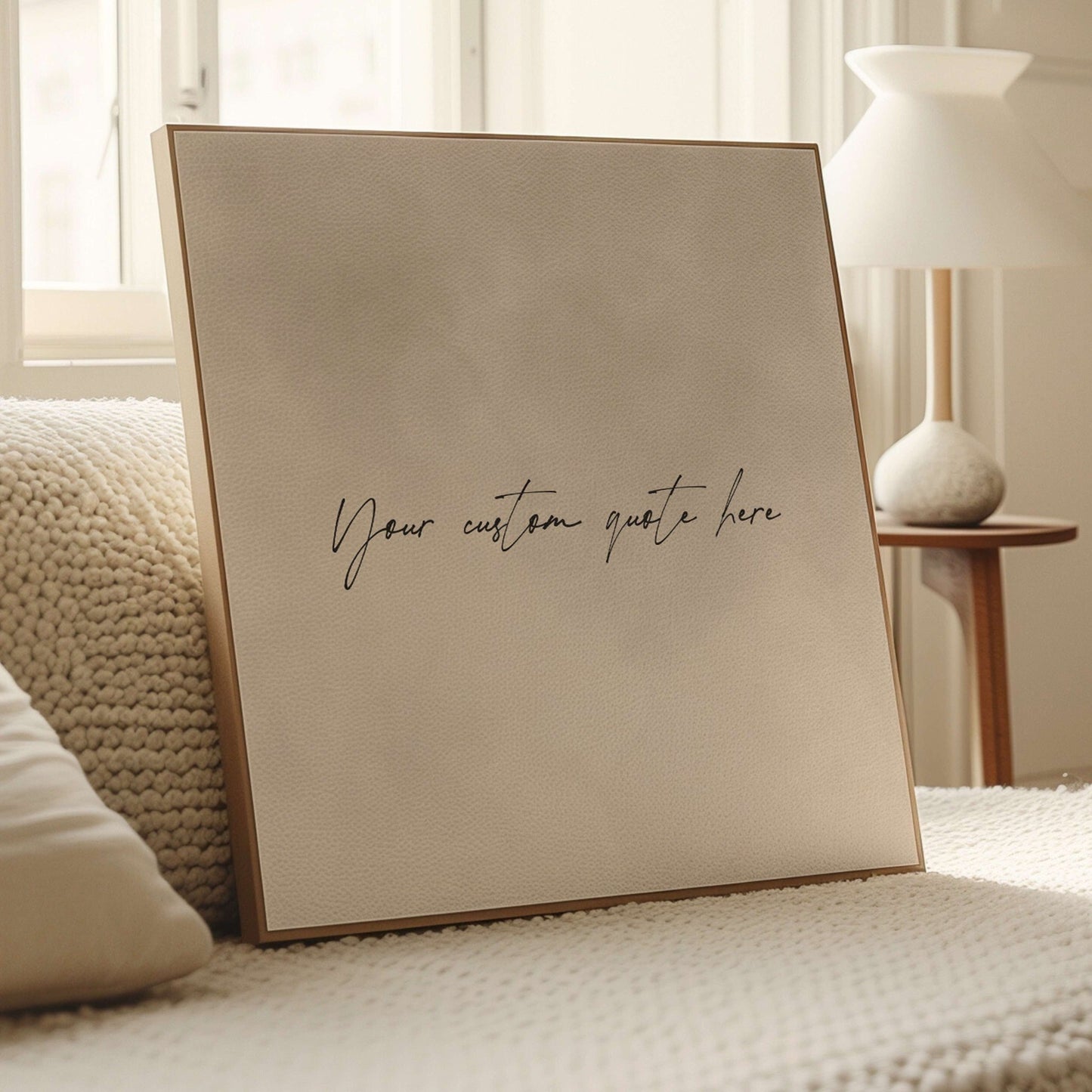 Custom Quote Framed Canvas - Beige / Square - AureousHome