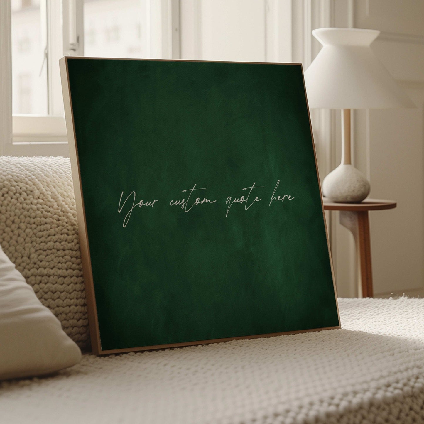 Custom Quote Framed Canvas - Emerald / Square - AureousHome