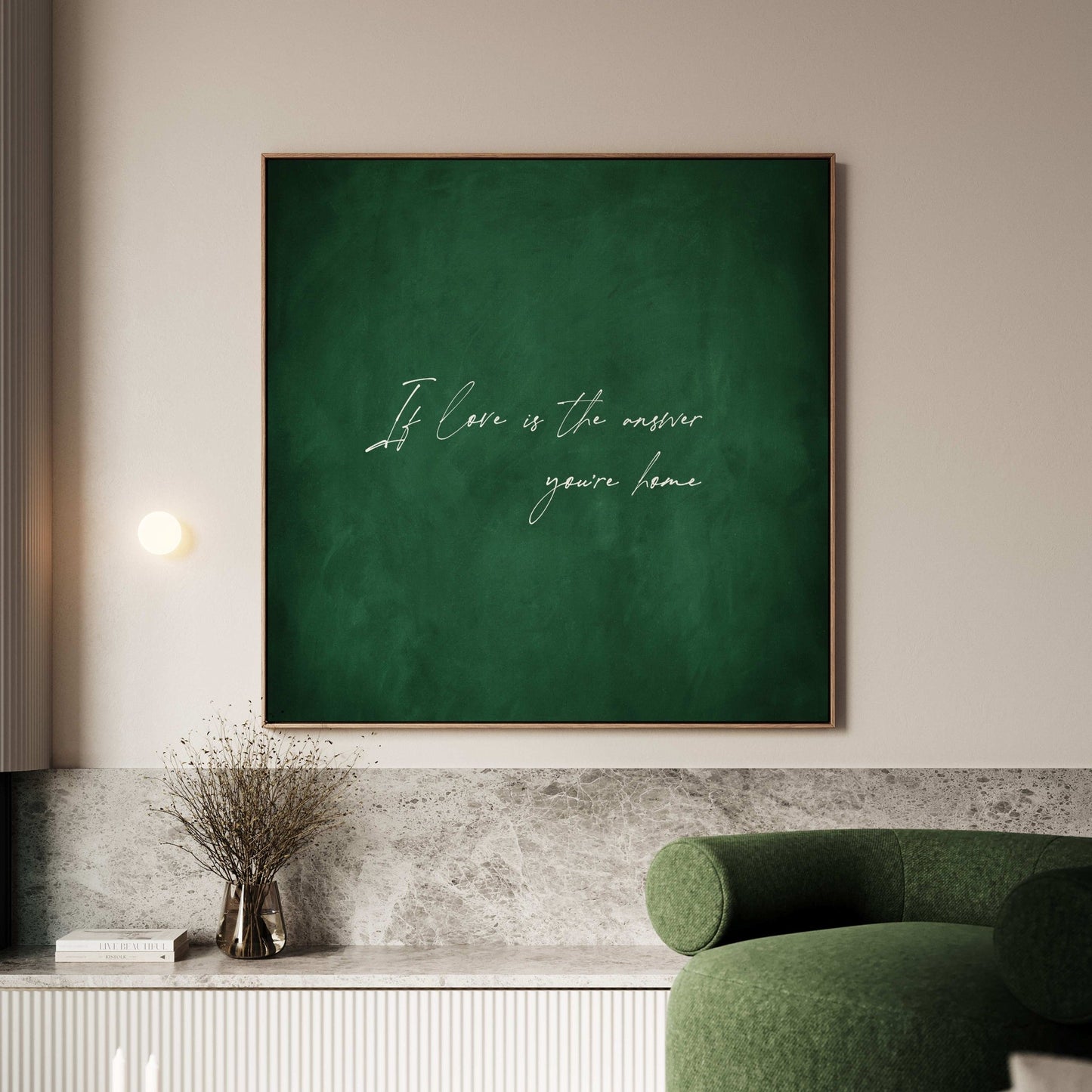 Custom Quote Framed Canvas - Emerald / Square - AureousHome