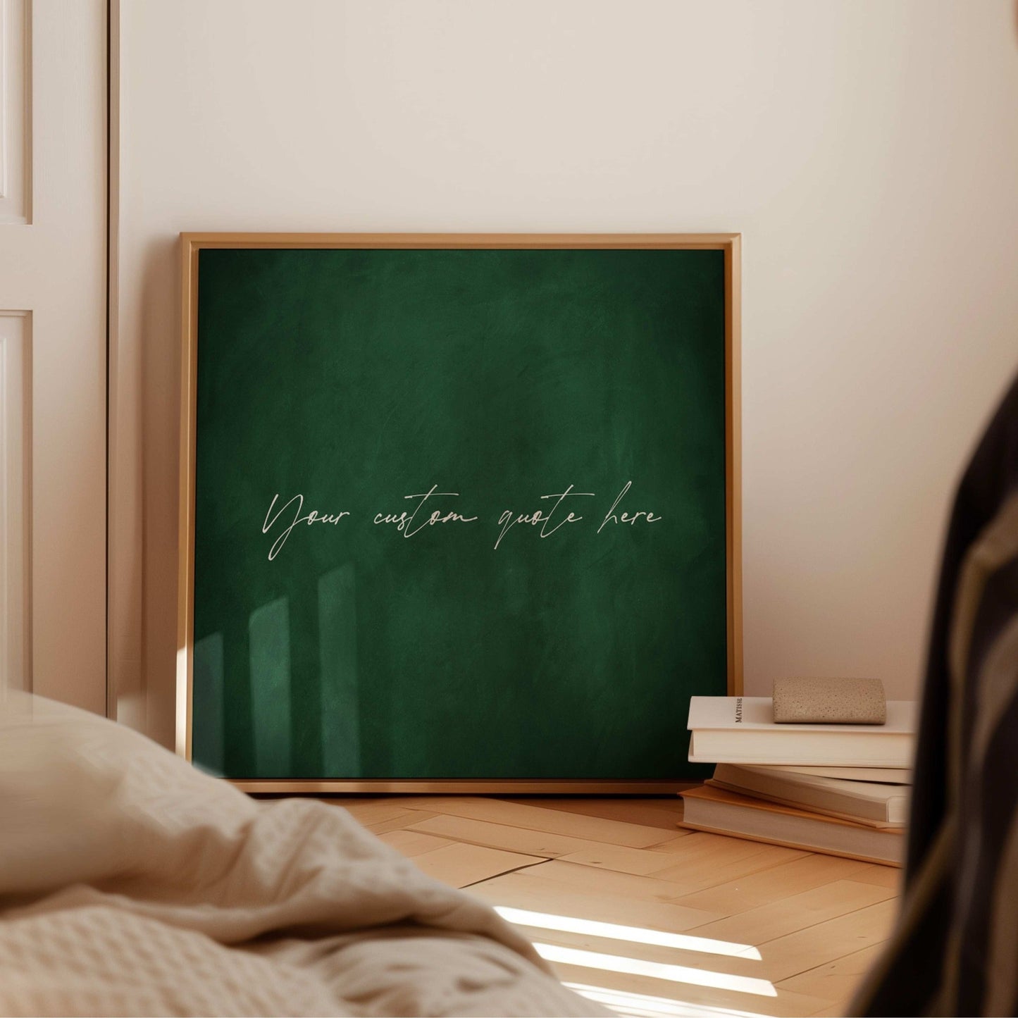 Custom Quote Framed Canvas - Emerald / Square - AureousHome