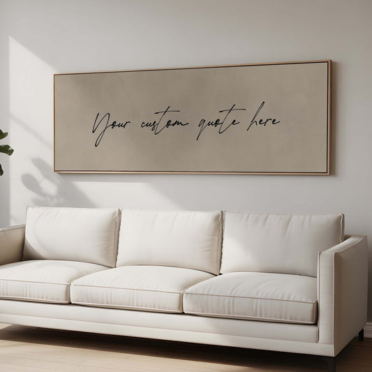 Custom Quote Framed Canvas - Panoramic / Neutral - AureousHome