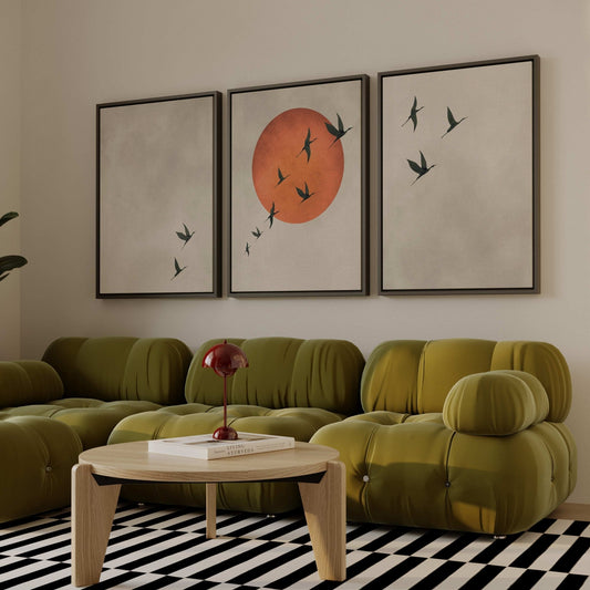 Cyrus Framed Canvas Trio - Burnt Orange - AureousHome