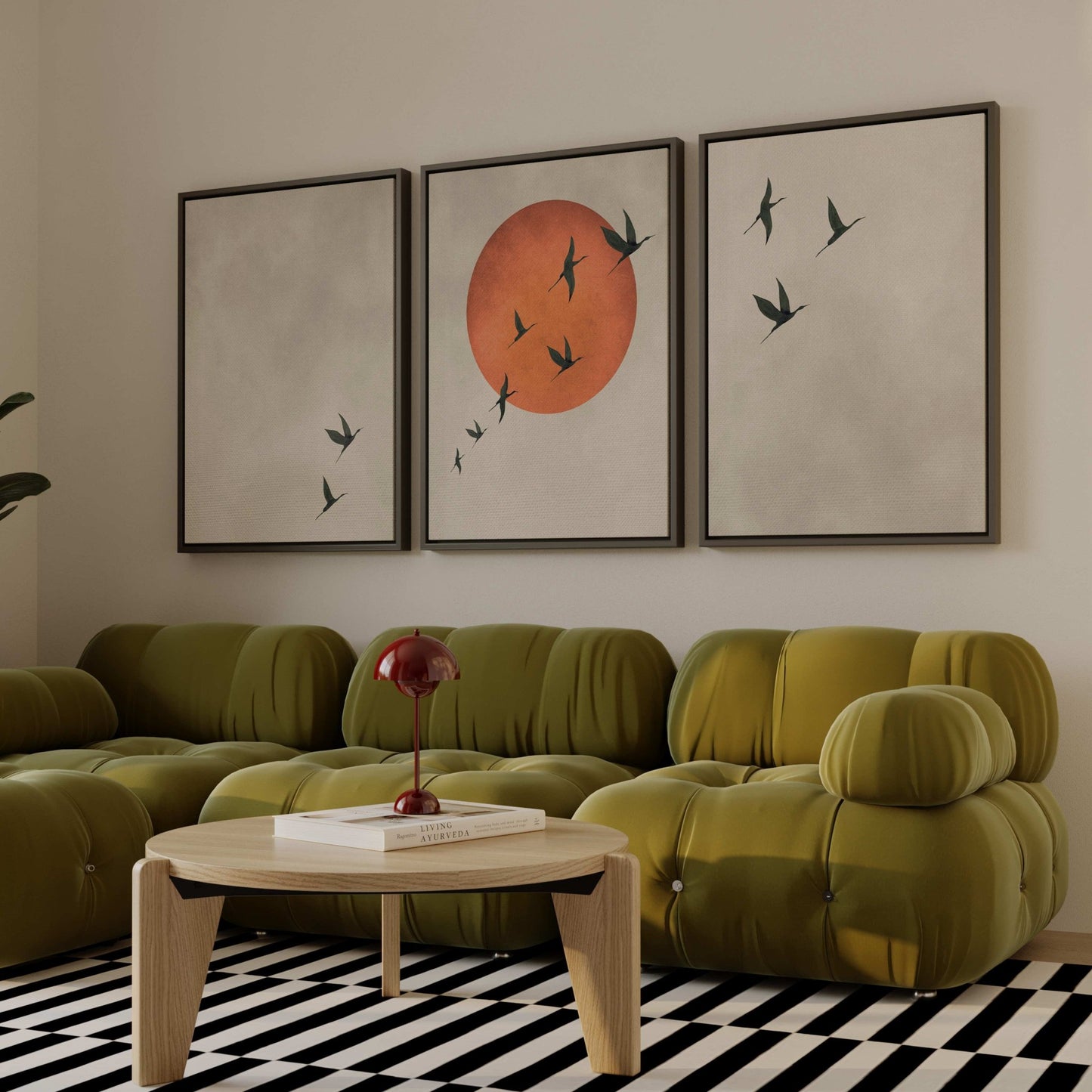 Cyrus Framed Canvas Trio - Burnt Orange - AureousHome