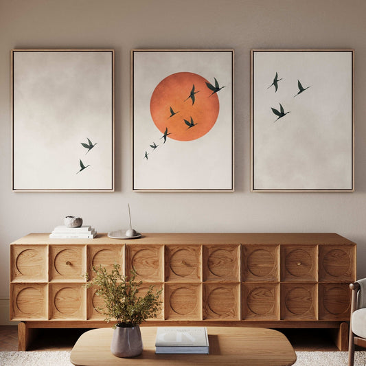 Cyrus Framed Canvas Trio - Burnt Orange - AureousHome