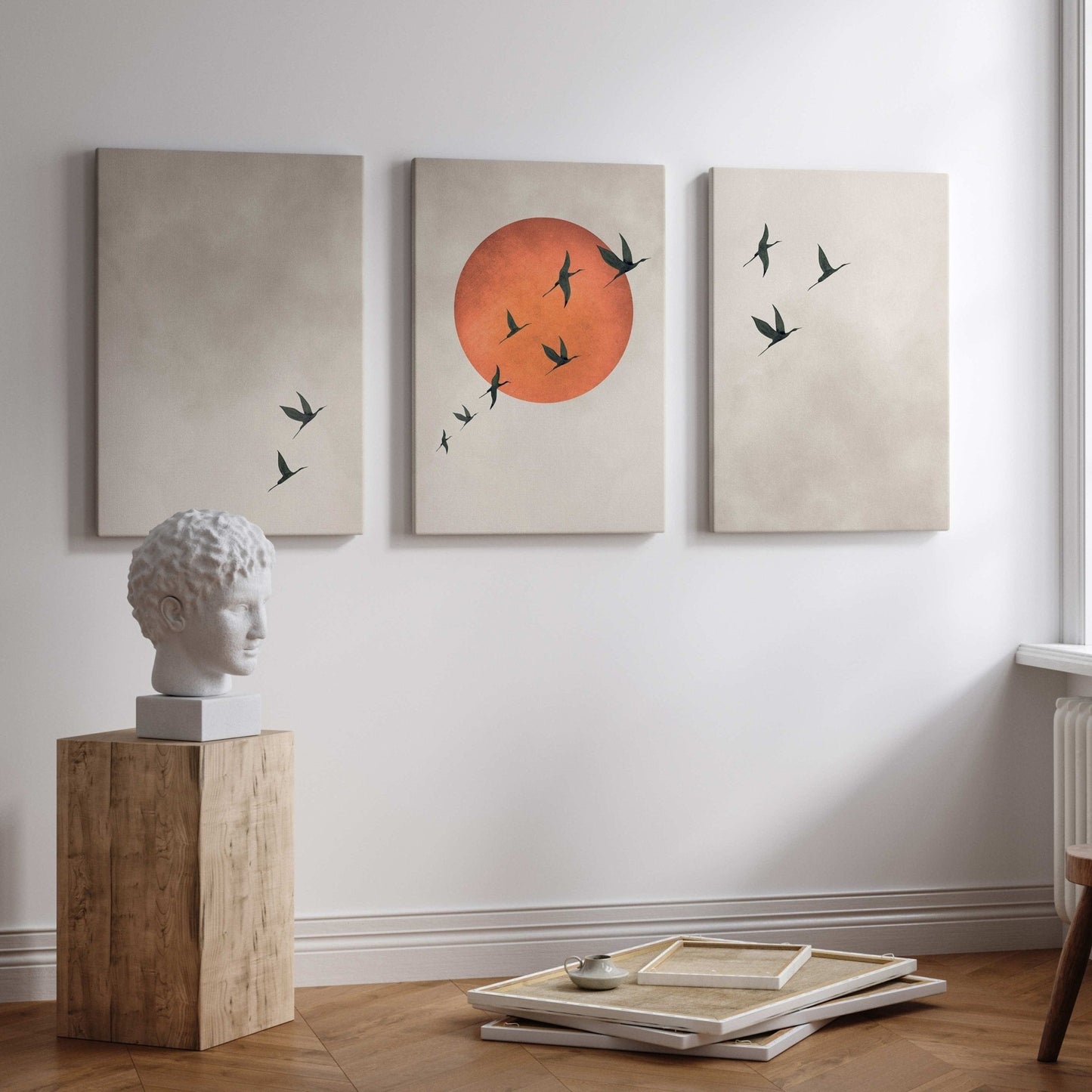 Cyrus Framed Canvas Trio - Burnt Orange - AureousHome