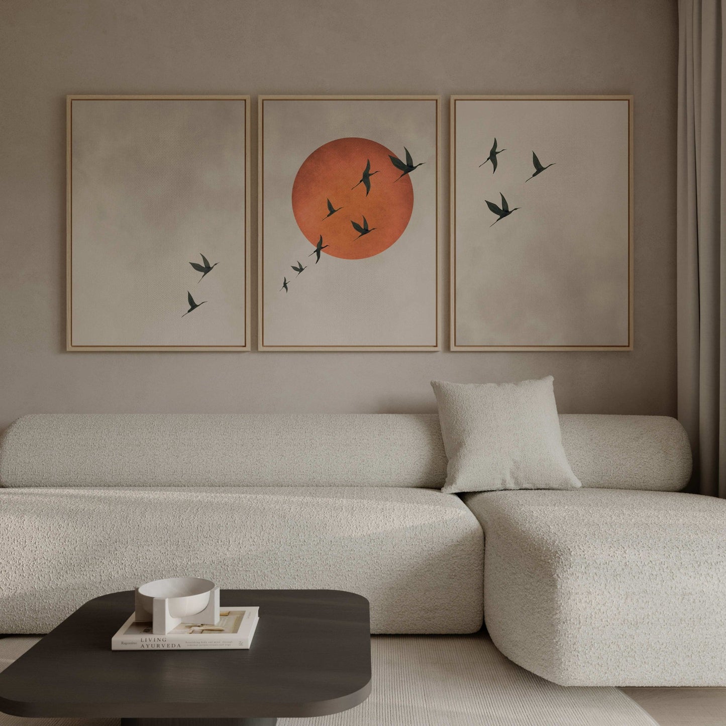 Cyrus Framed Canvas Trio - Burnt Orange - AureousHome