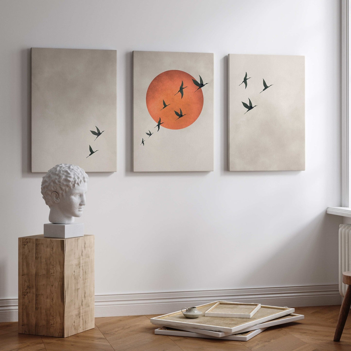 Cyrus Framed Canvas Trio - Burnt Orange - AureousHome