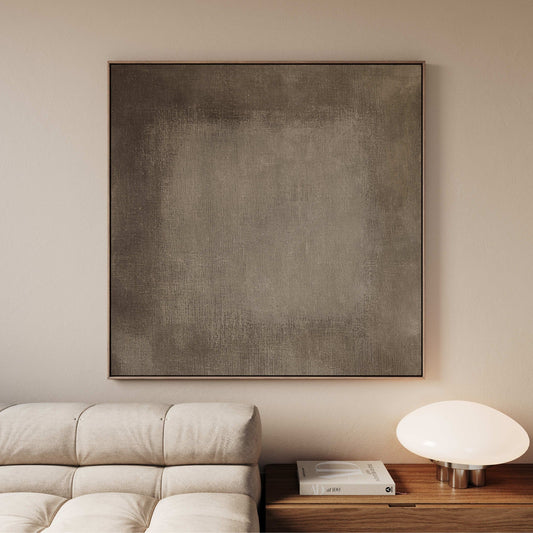 Dark Linen Square Framed Canvas - AureousHome