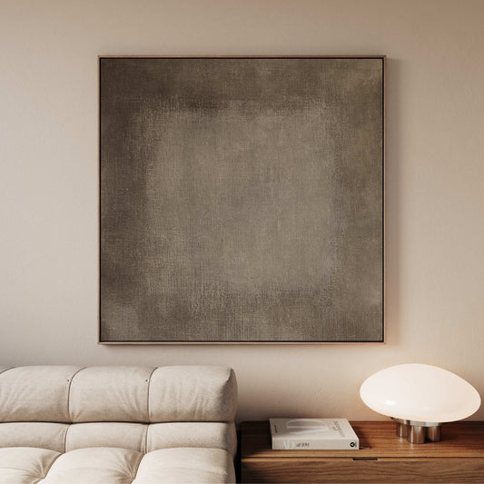 Dark Linen Square Framed Canvas - AureousHome