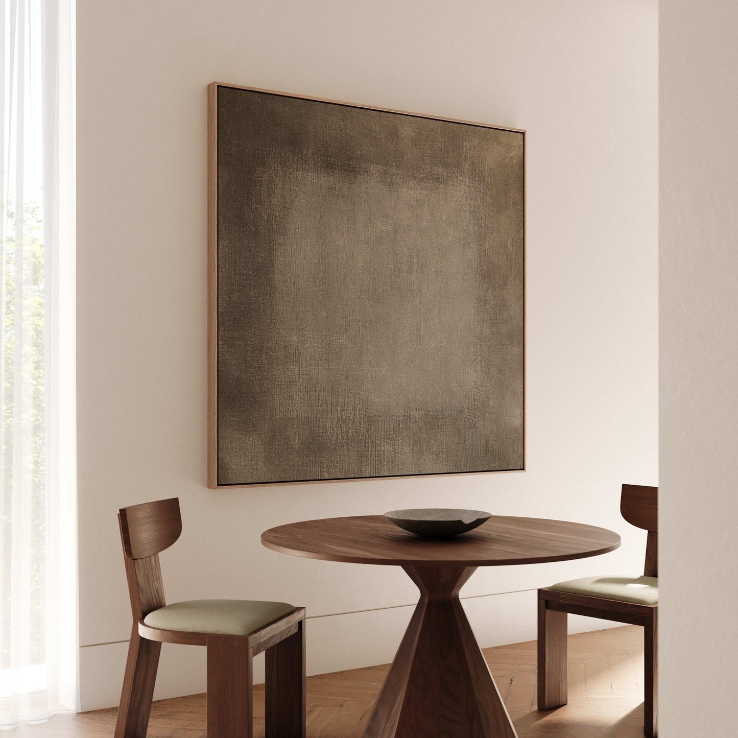 Dark Linen Square Framed Canvas - AureousHome