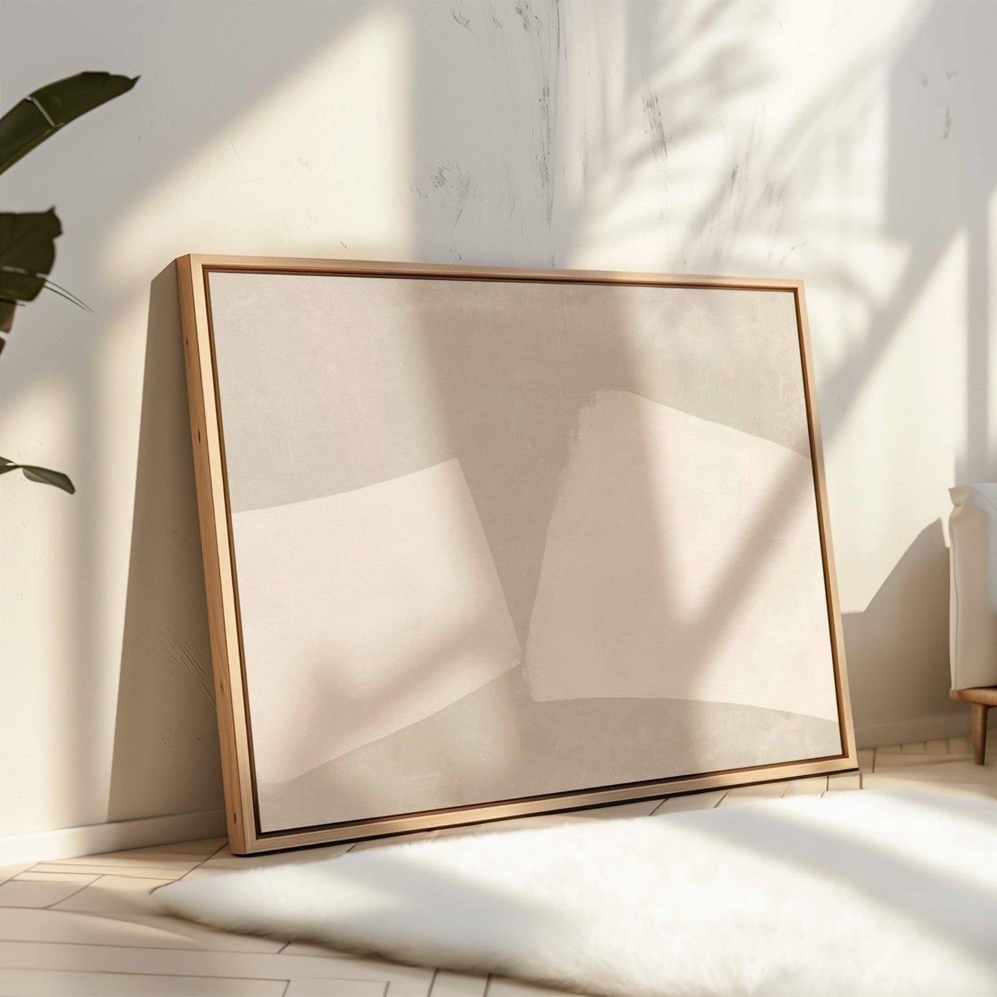 Neutral minimalist framed canvas wall art by Aureous