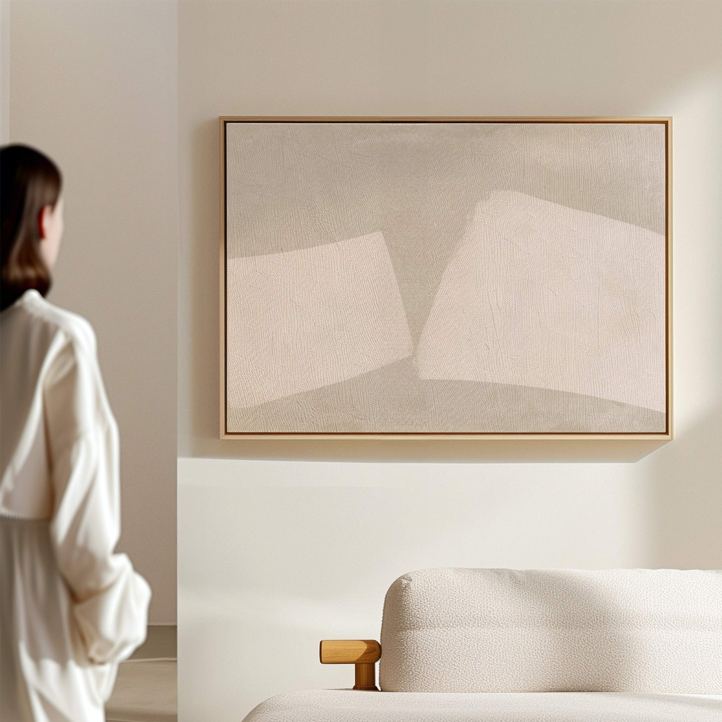 Neutral abstract extra large framed canvas wall art by Aureous