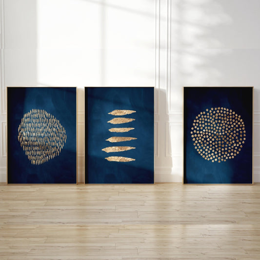Dots & Lines Trio - Sapphire - AureousHome