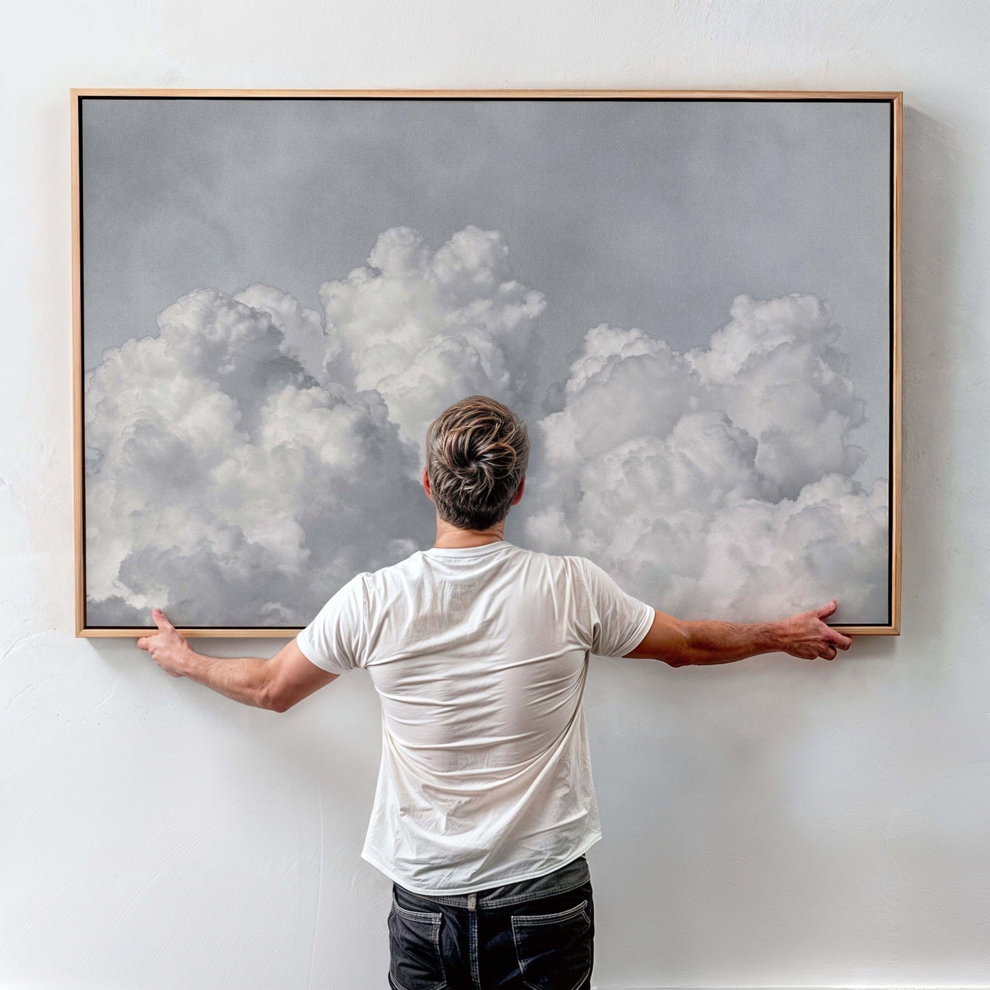 Dream On Framed Canvas - Grey / Horizontal - AureousHome