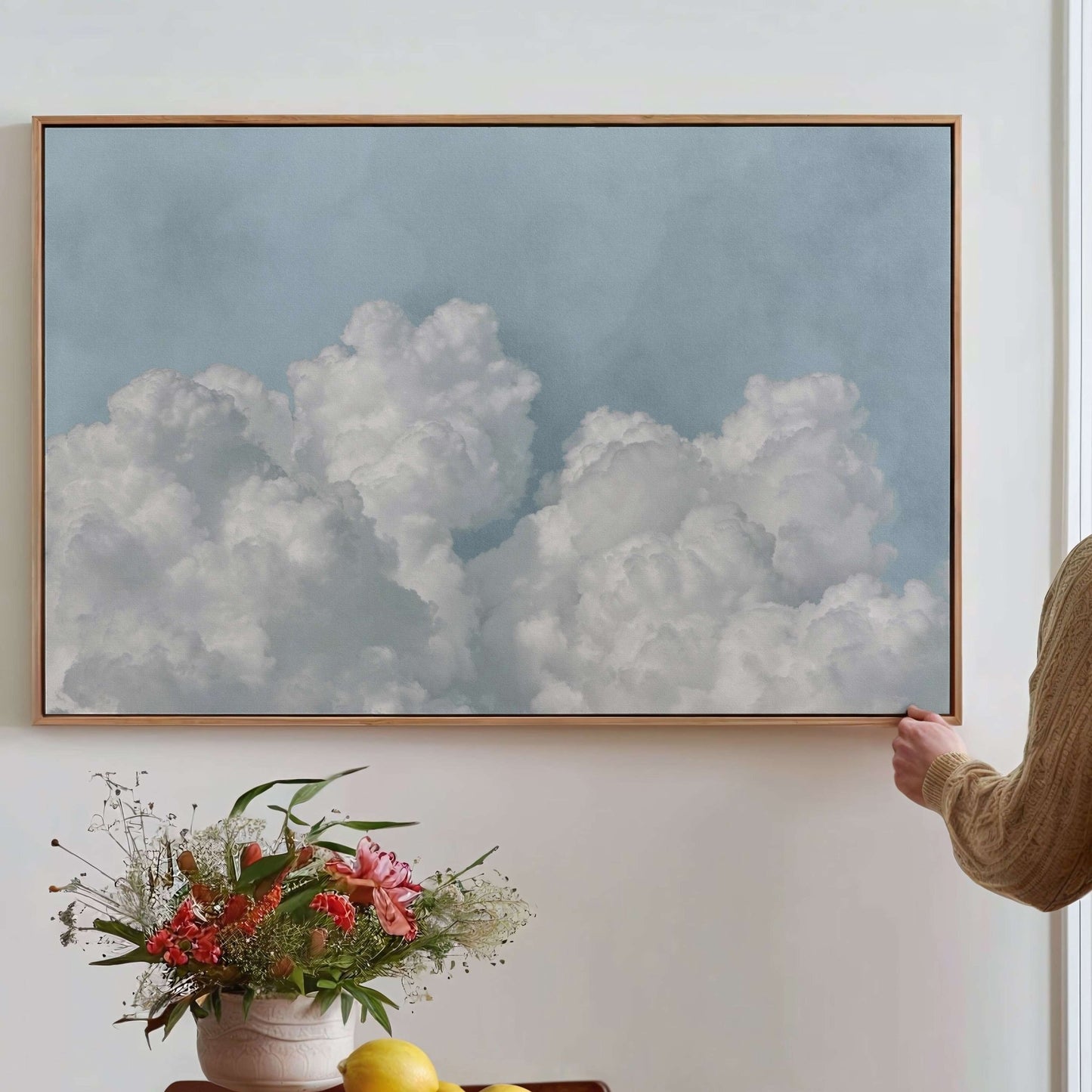 Dream On Framed Canvas - Sky Blue - AureousHome