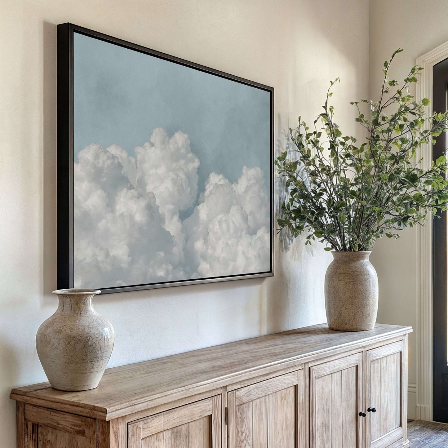 Dream On Framed Canvas - Sky Blue - AureousHome