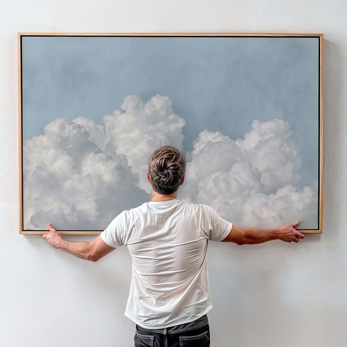 Dream On Framed Canvas - Sky Blue - AureousHome