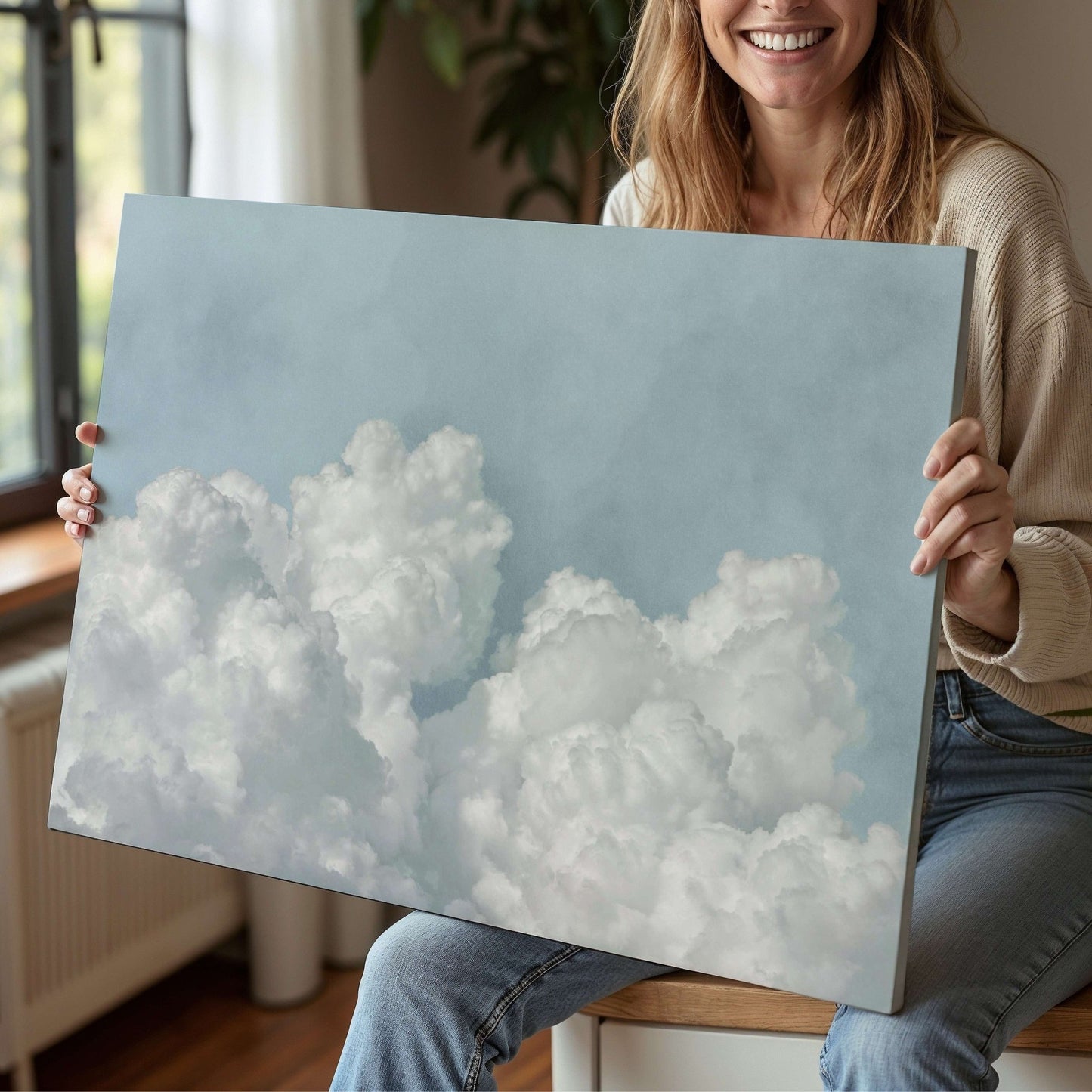 Dream On Framed Canvas - Sky Blue - AureousHome