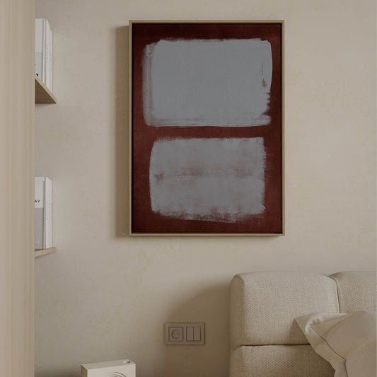 Echo Framed Canvas - Burgundy / Powder Blue - AureousHome