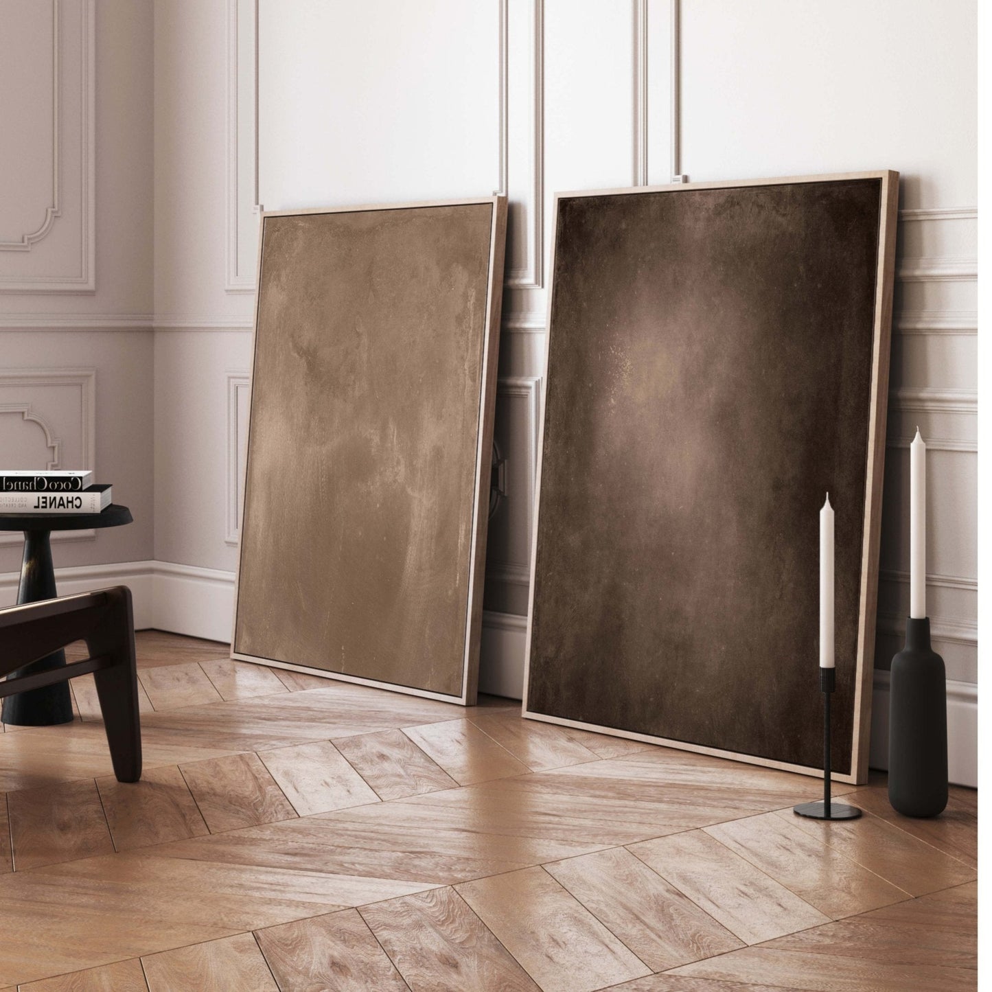 Espresso / Latte Framed Canvas Duo - AureousHome
