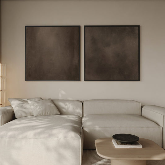 Espresso Noir Square Framed Canvas Duo - AureousHome