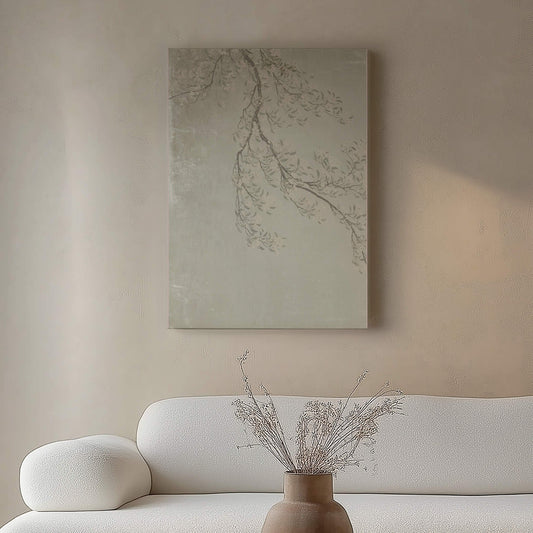 Faded Blossom Framed Canvas - French Grey - AureousHome