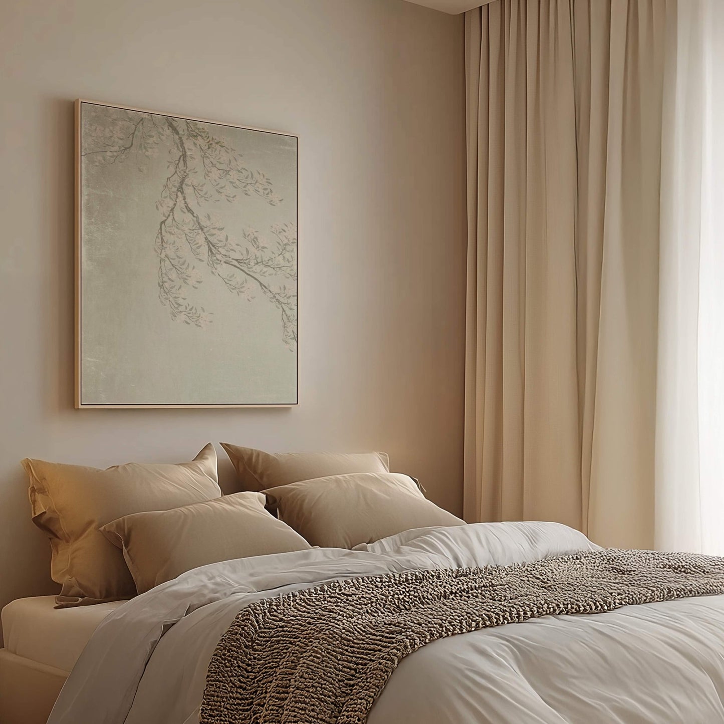 Faded Blossom Framed Canvas - French Grey - AureousHome