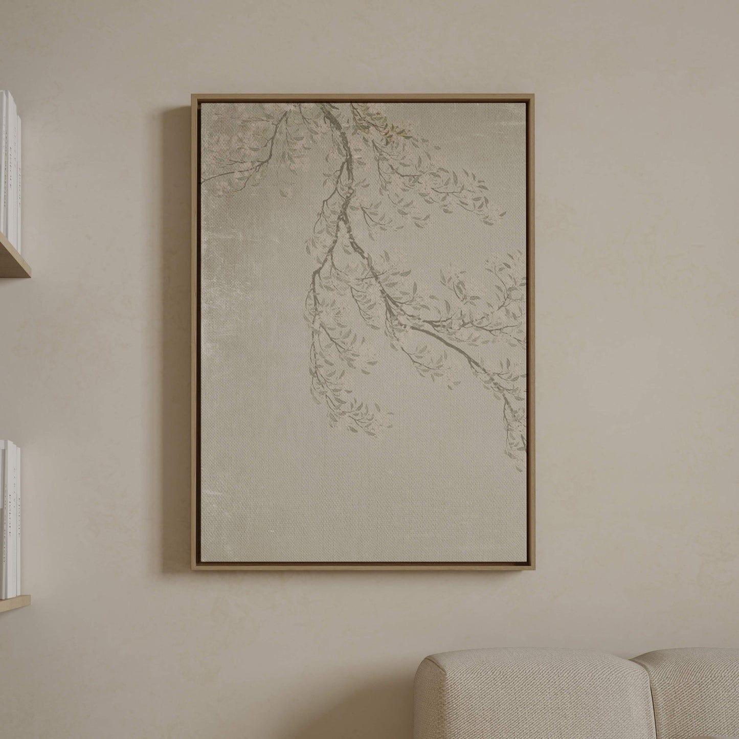 Faded Blossom Framed Canvas - French Grey - AureousHome