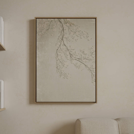 Faded Blossom Framed Canvas - French Grey - AureousHome