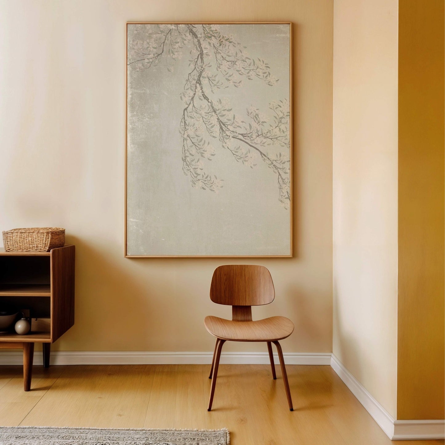 Faded Blossom Framed Canvas - French Grey - AureousHome