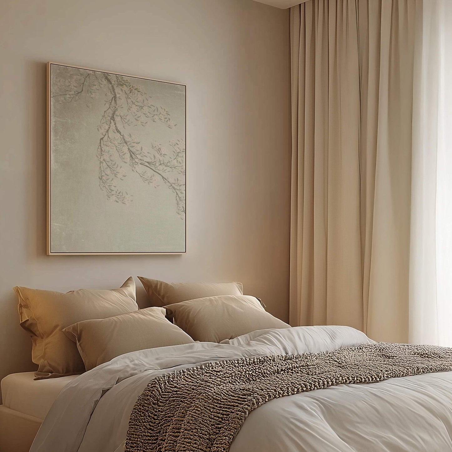 Faded Blossom Framed Canvas - French Grey - AureousHome