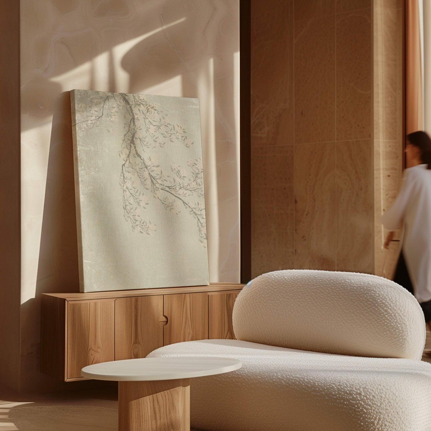 Faded Blossom Framed Canvas - French Grey - AureousHome