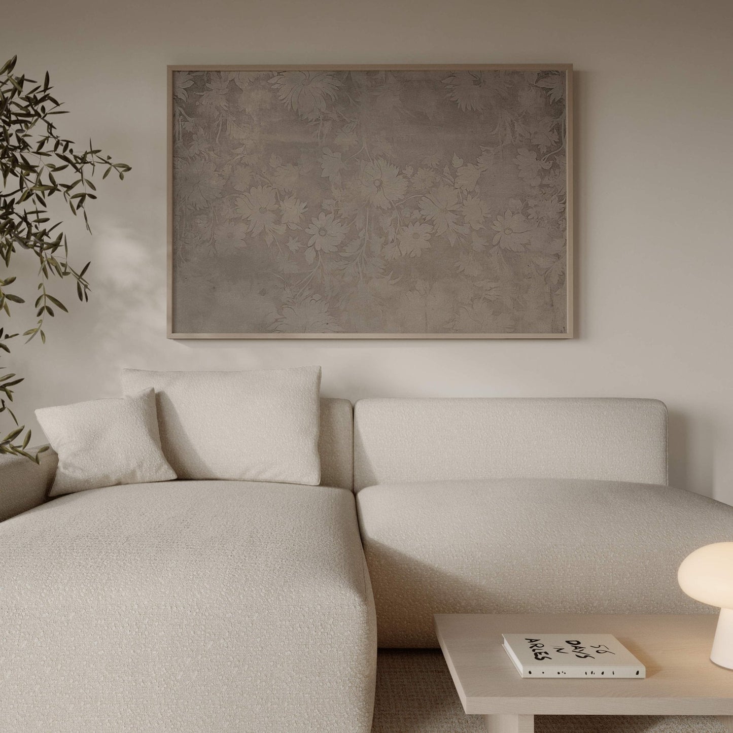 Faded Framed Canvas - Sepia - AureousHome