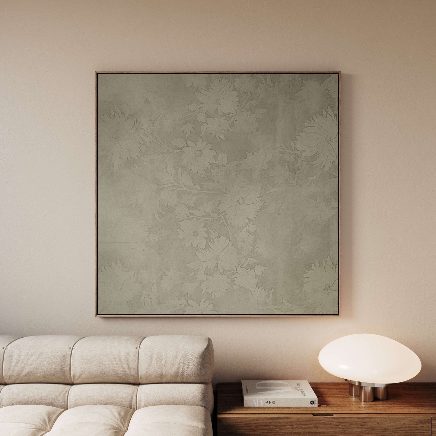 Faded Square Framed Canvas - Square / Olive - AureousHome