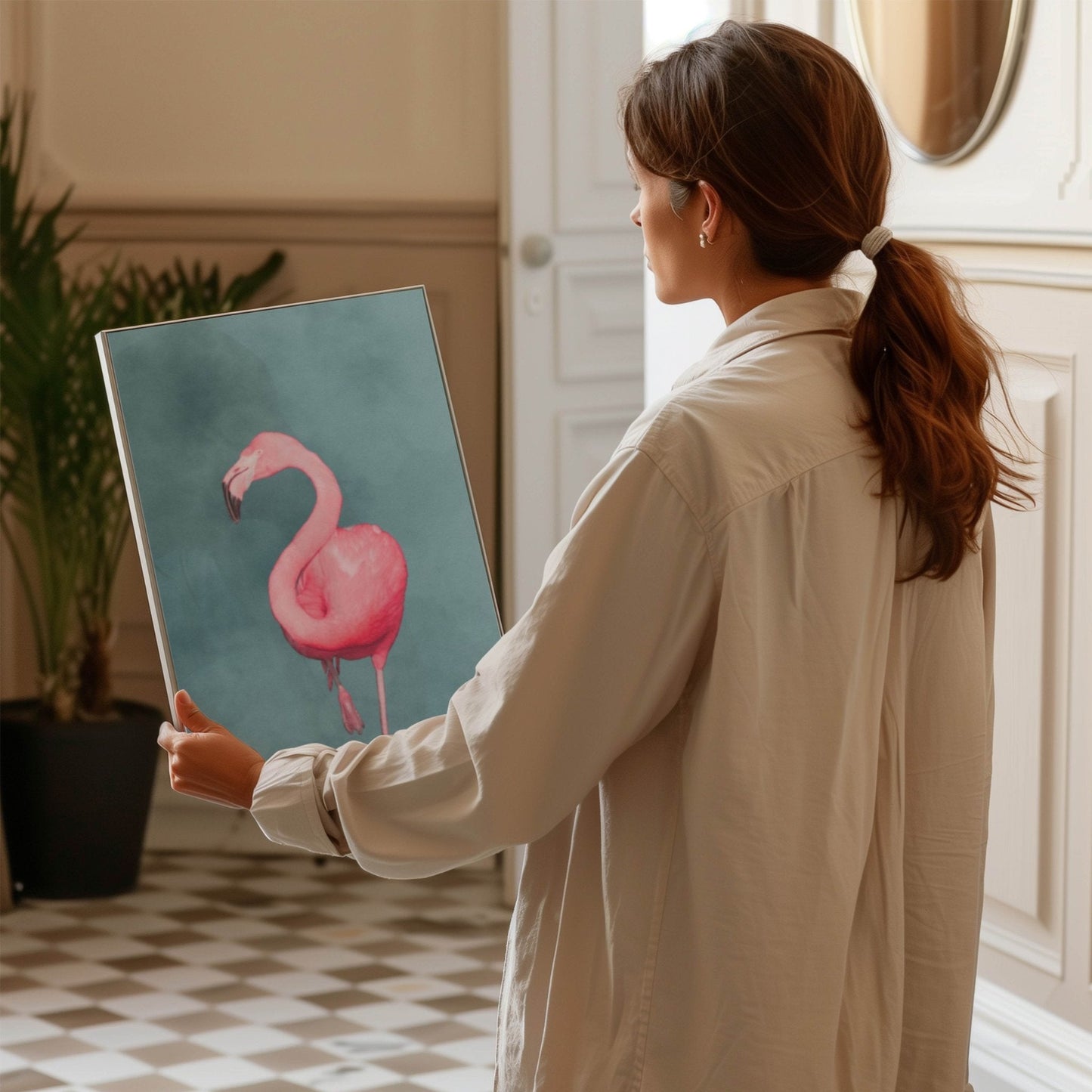 Flamingo - Sky Blue / Pink - AureousHome