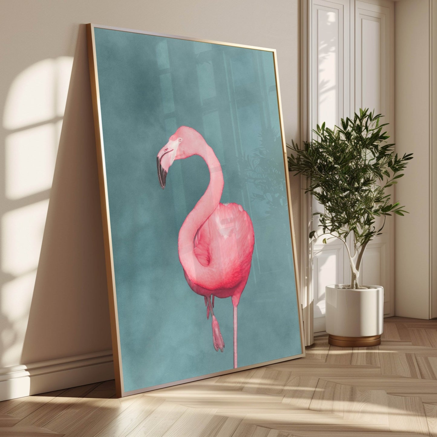 Flamingo - Sky Blue / Pink - AureousHome