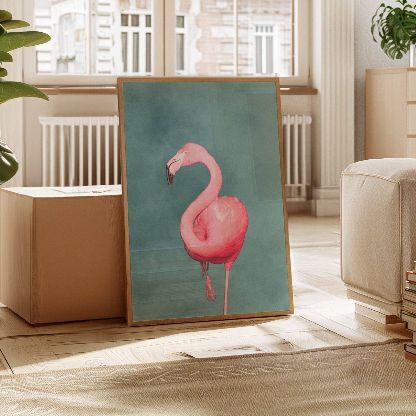 Flamingo - Sky Blue / Pink - AureousHome