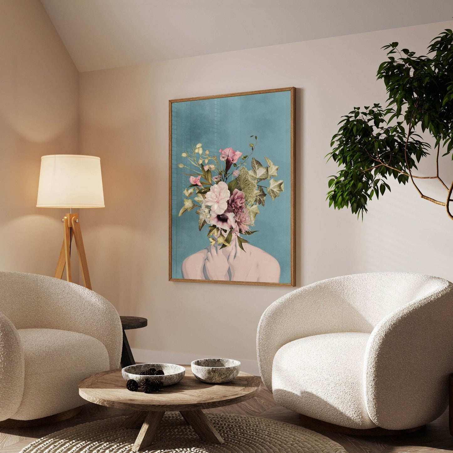 Fleur - Blue / Pink - AureousHome