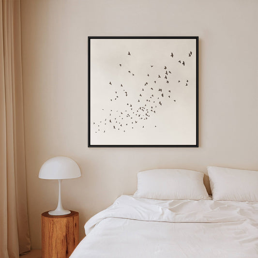 Flock Framed Canvas - Cloud White - AureousHome