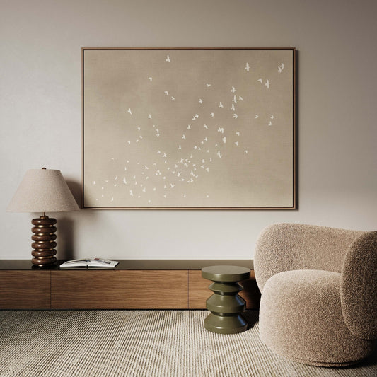 Flock Framed Canvas - Neutral / Horizontal - AureousHome