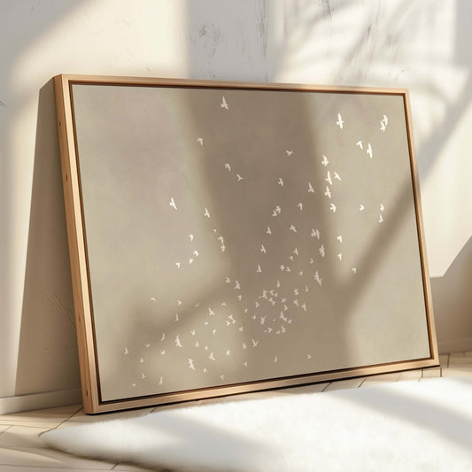 Flock Framed Canvas - Neutral / Horizontal - AureousHome
